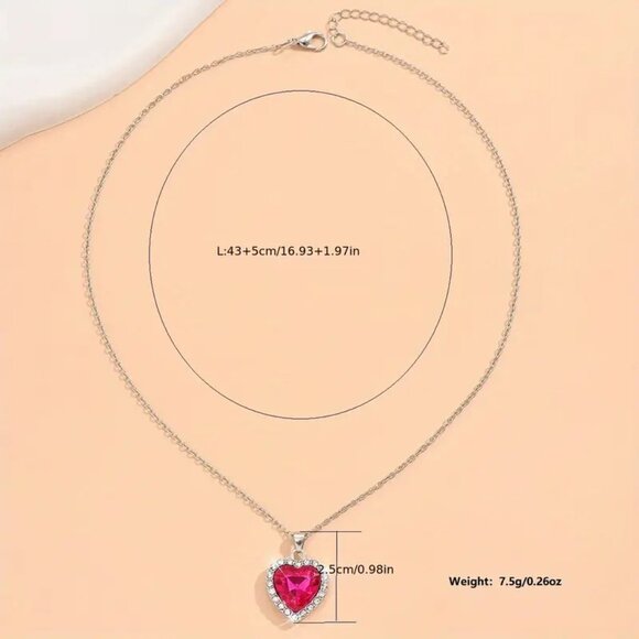 Radiant Red Heart Pendant Necklace for Women - Picture 3 of 3